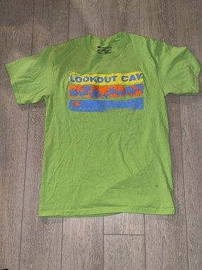 Disney Cruise Line Men's Bright Green Lookout Cay Graphic Tee